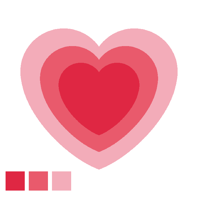 A growing heart animation using three colors in animated GIF format