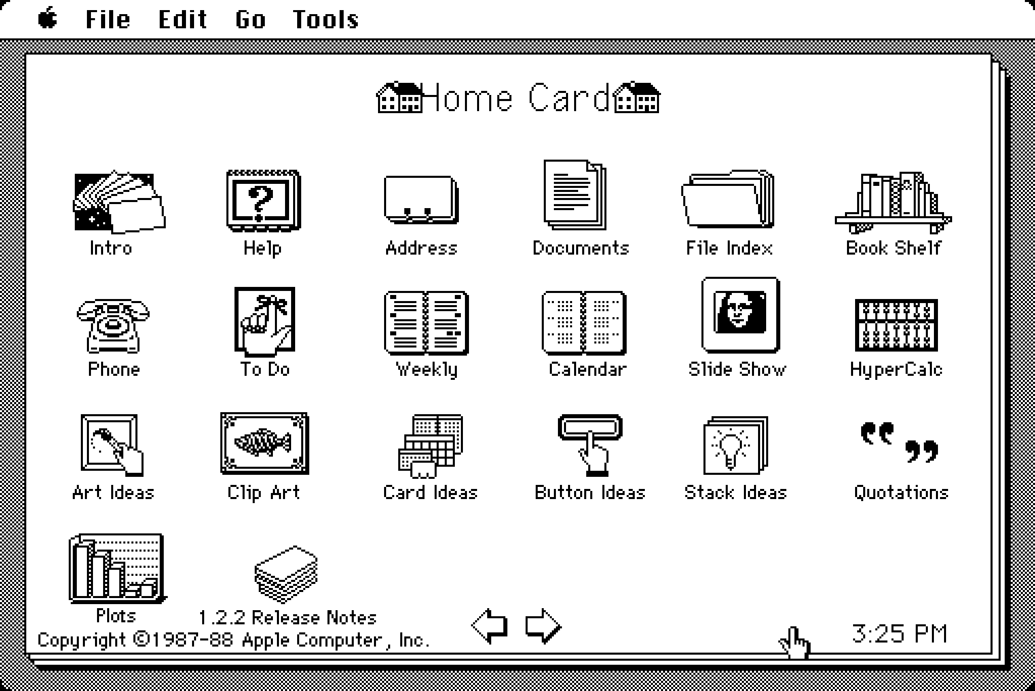 A screenshot of HyperCard 1.2.2