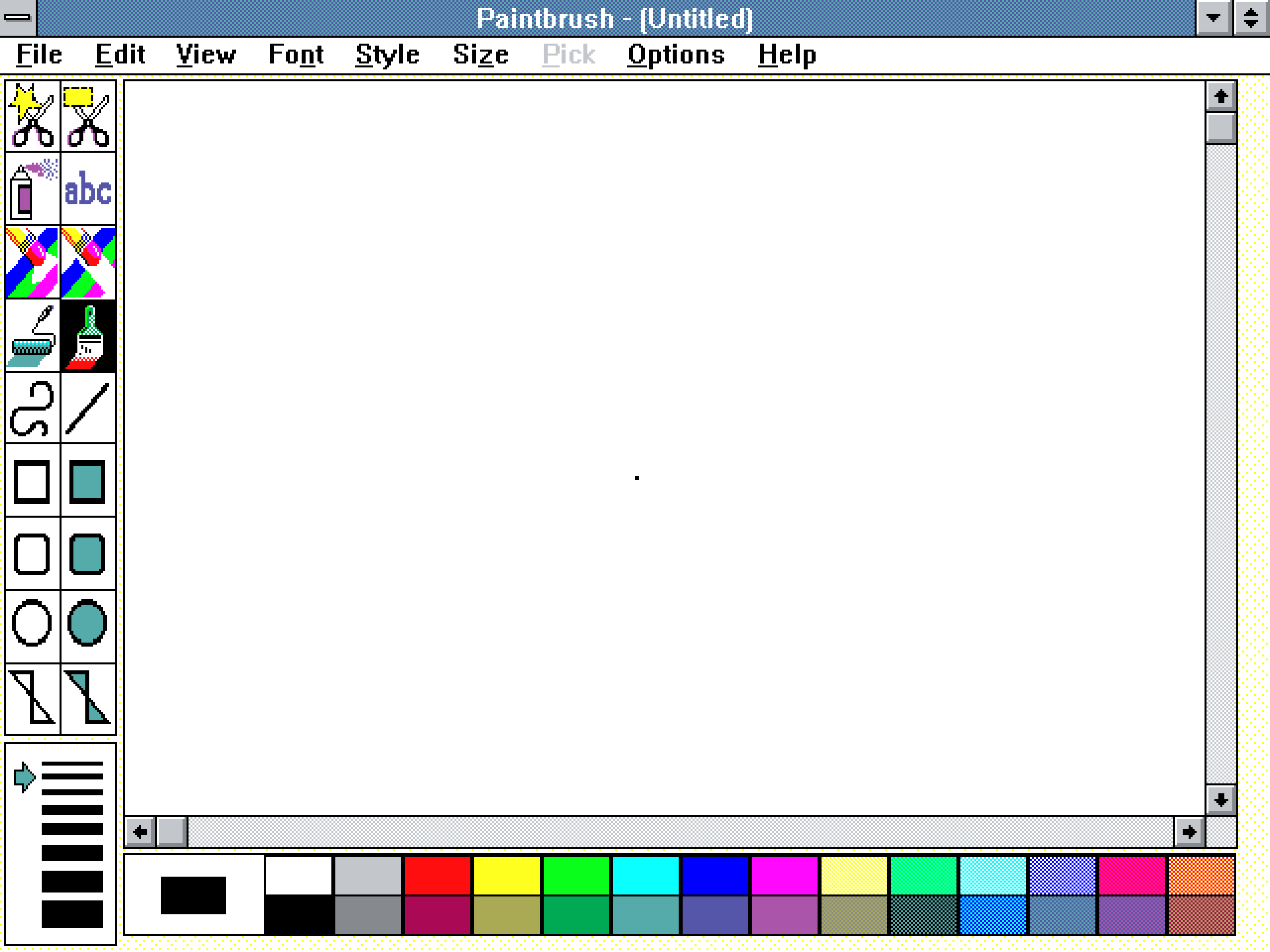 A screenshot of MS Paintbrush in Windows 3.0